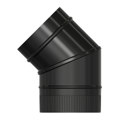 Codo Estufa Liso Vitrificado Negro Premium Ø 150 mm. 45°