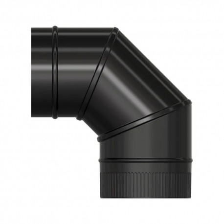 Codo Estufa Liso Vitrificado Negro Premium Ø 175 mm. 90°