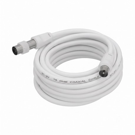 Prolongación Para Televisión - Vídeo De 3 M. Conector De 9,5 Mm Blanco.