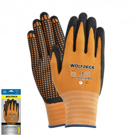 Guantes Nylon Con Palma En Foam y Puntos Nitrilo Touch 7" (Par)